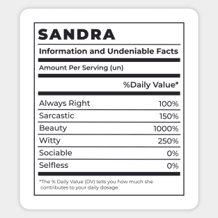 Funny Food Label Female Ingredients SANDRA Sticker